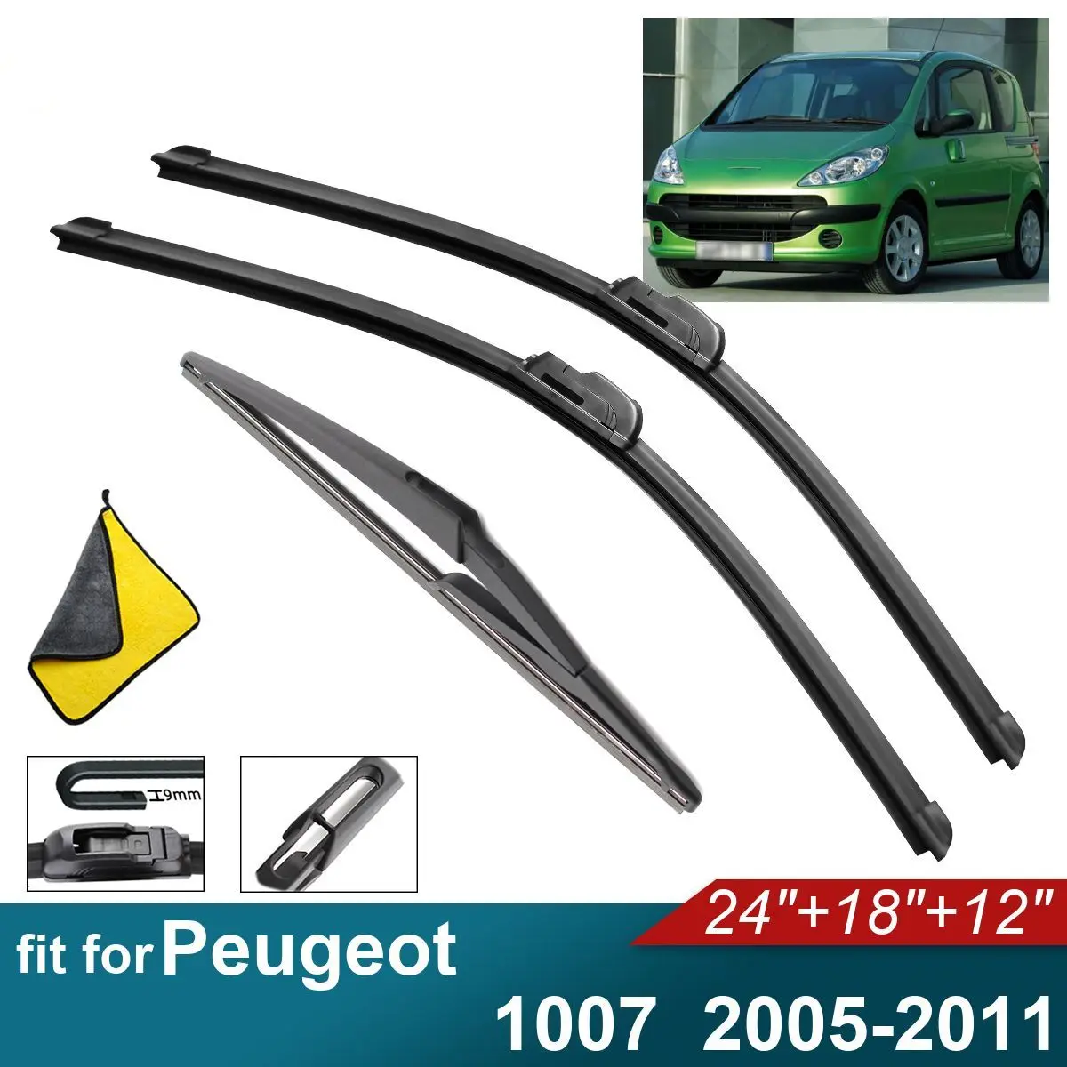 

Car Windshield Wiper Blades Fit For Peugeot 1007 Rear Wiper Blades Soft Rubber Auto Front Windscreen