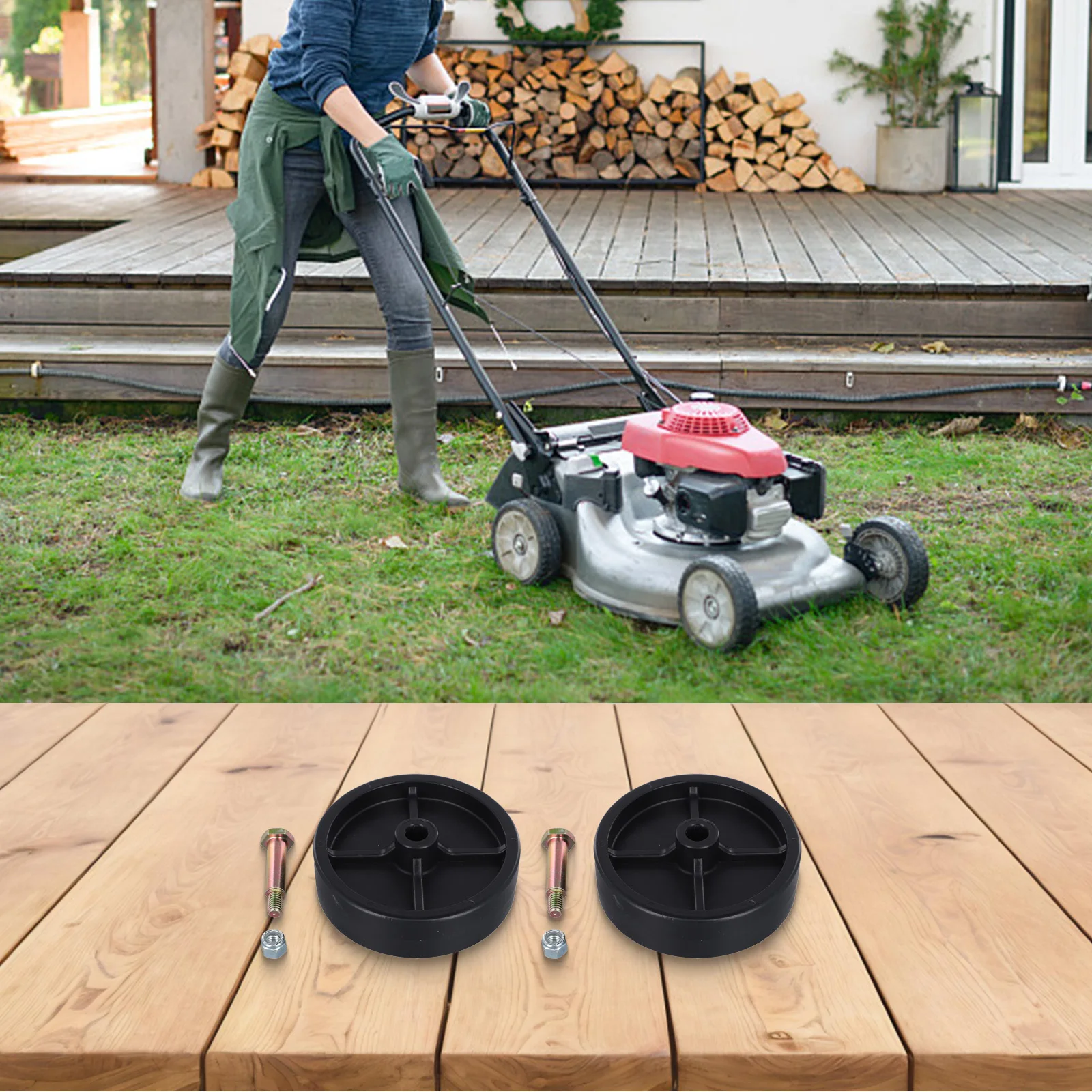 Replacement Deck Wheel Kit For for Troy and For Cadet Mowers Includes Hardware Compatible with Multiple Brands