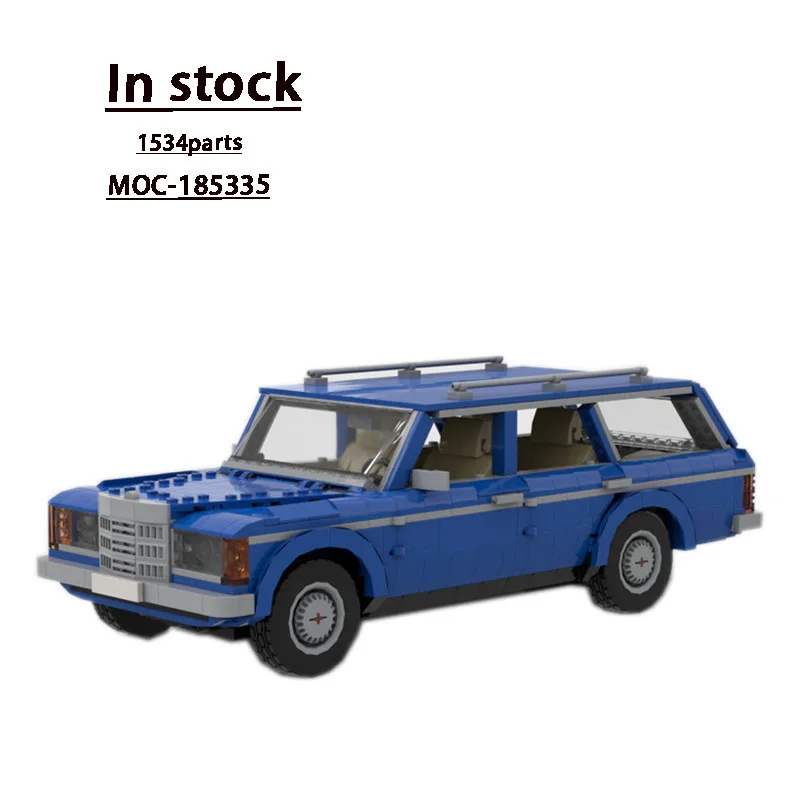 

New MOC-185335 Blue W123 Station Wagon Sports Car Building Block Model 1534 Parts Boy Kids Birthday Building Blocks Toy Gift