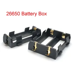 26650 Uchwyt baterii SMD do 26650 Czarny z brązowymi pinami Pozłacany do akumulatorów 26650 3,7 V Pudełko z uchwytem