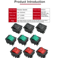 Interruptor basculante de plástico cuadrado KCD1 con LED (negro/rojo/verde) para aplicaciones de barco, coche y CA/CC interruptor basculante de encendido y apagado