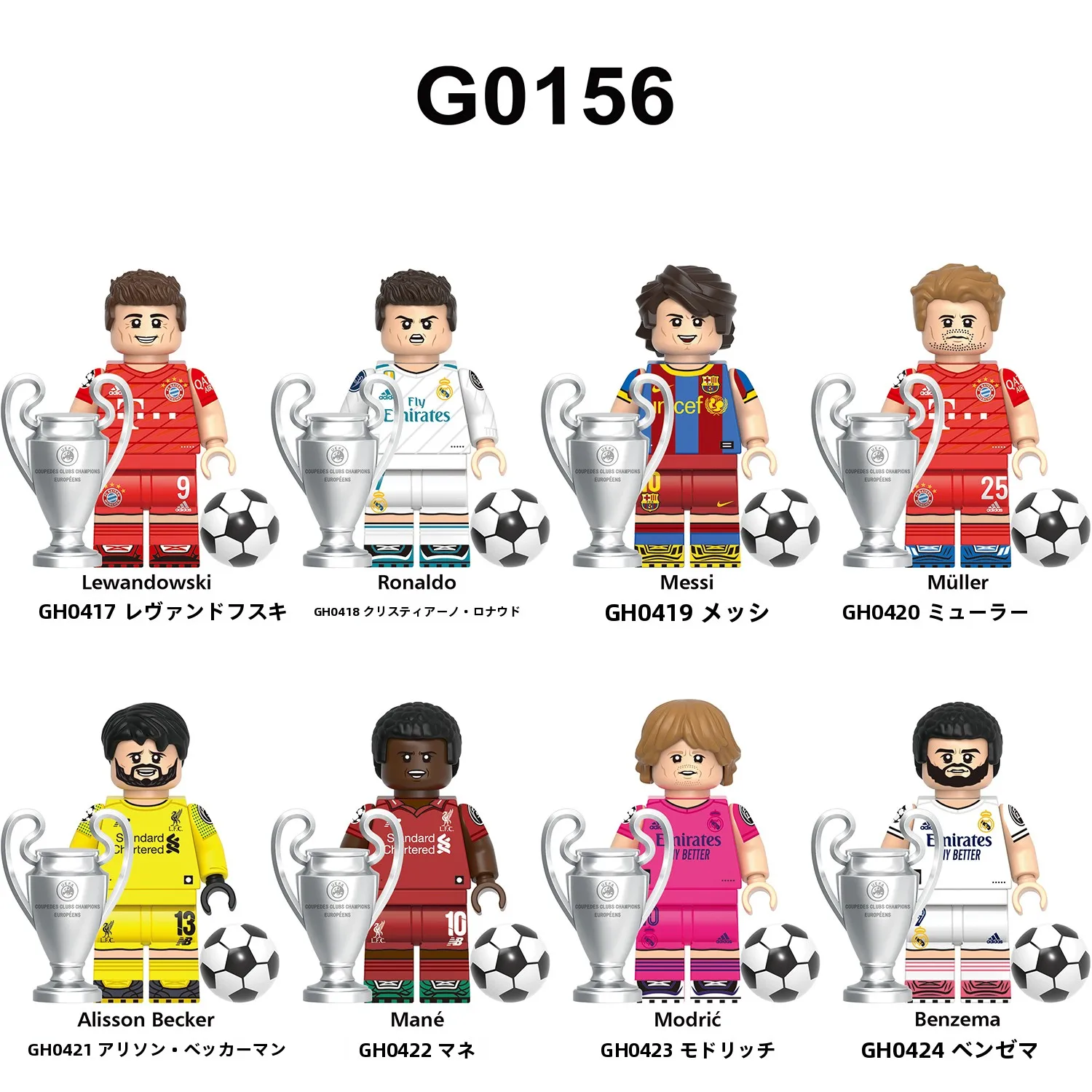 Figuras de Bloques de Construcción de Estrellas del Fútbol Serie Deportiva: Messi, Benzema, Müller, Mané, Juguete Infantil G0156, Requiere Ensamblaje