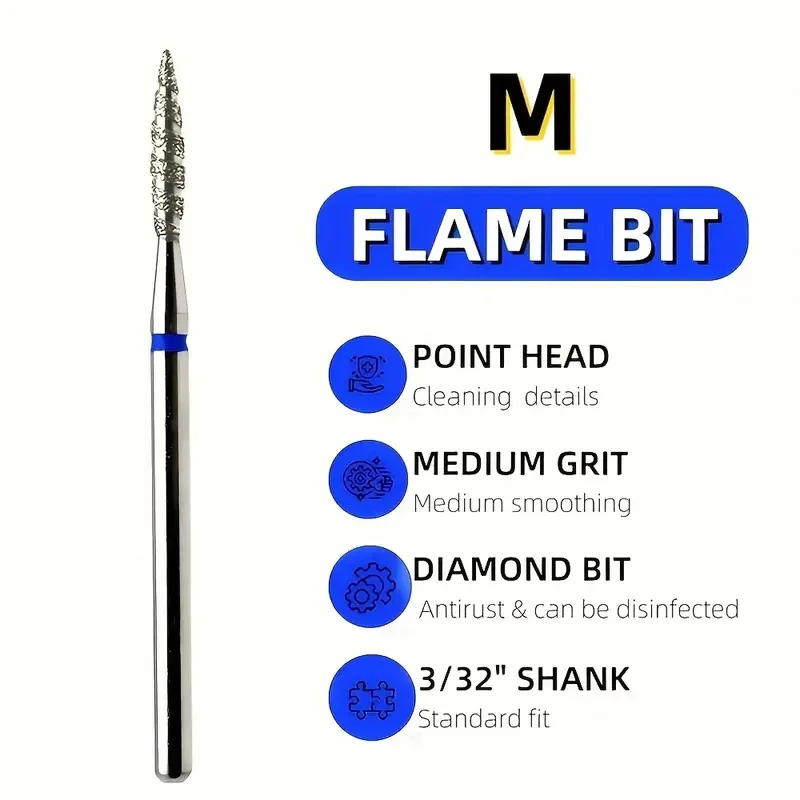 10Pcs Tornado Diamond Nail Drill Bit Fine&Medium Grit Size Manicure Cutters Rotary Burr Drill Accessories Spiral Nail Mills Tool