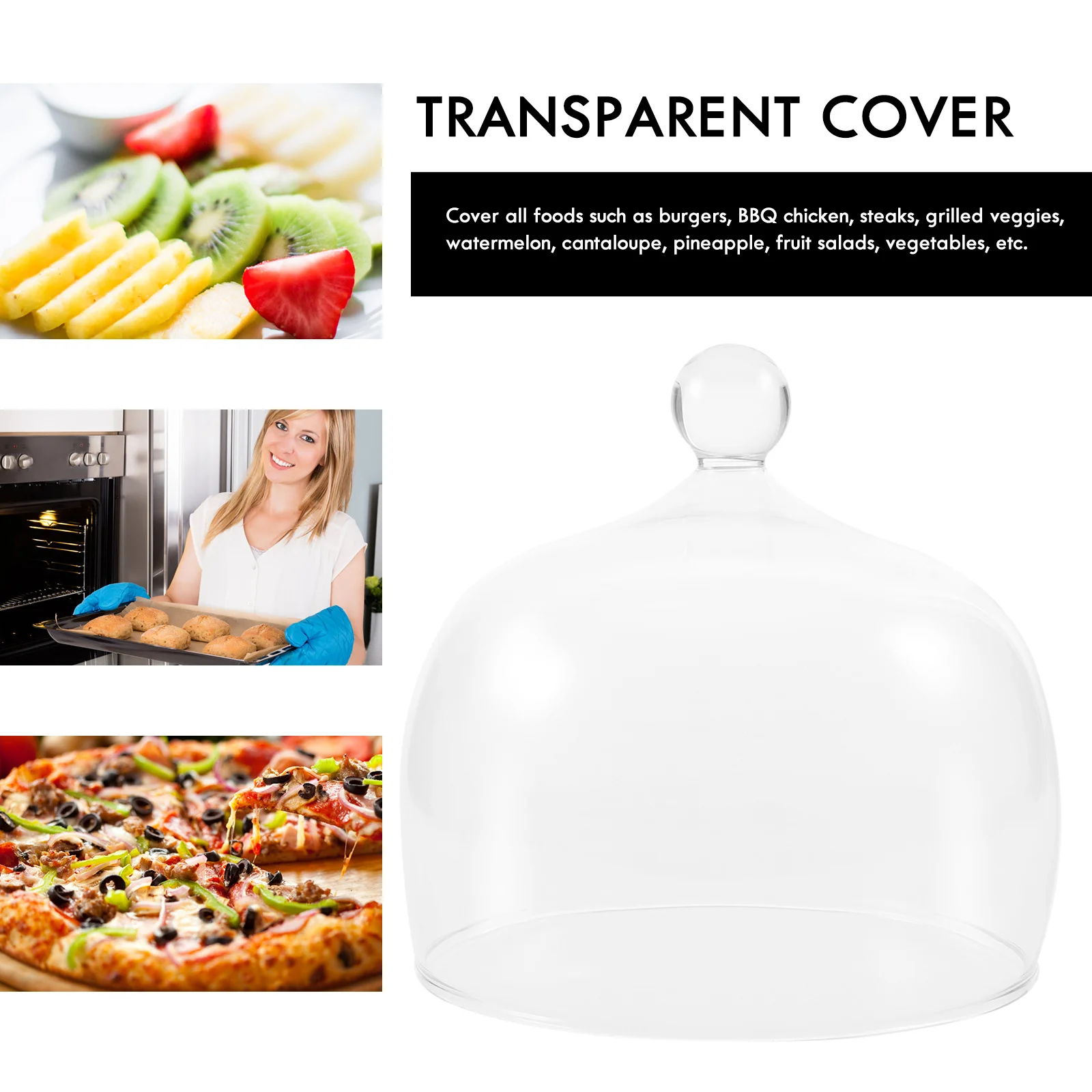 

1Pcs Food Glass Cover Transparent Premium Food Protector Ideal for Bbq Picnic Camping Kitchen Supplies Fresh Keeping Meal Cover