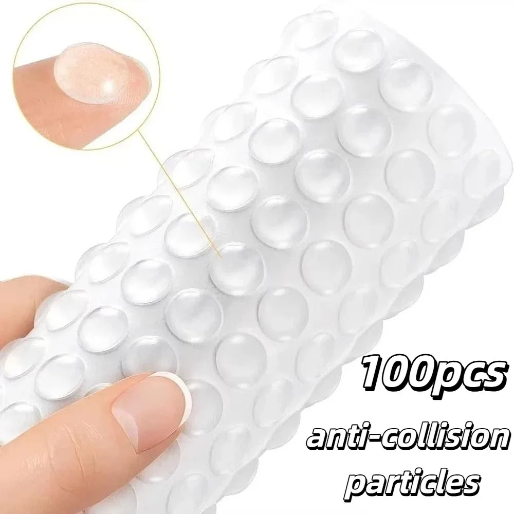 100pcs Soft Silicone Rubber Silicone Furniture Pads Self Adhesive Protective Pad Cabinet Bumpers Damper Cushion Transparent