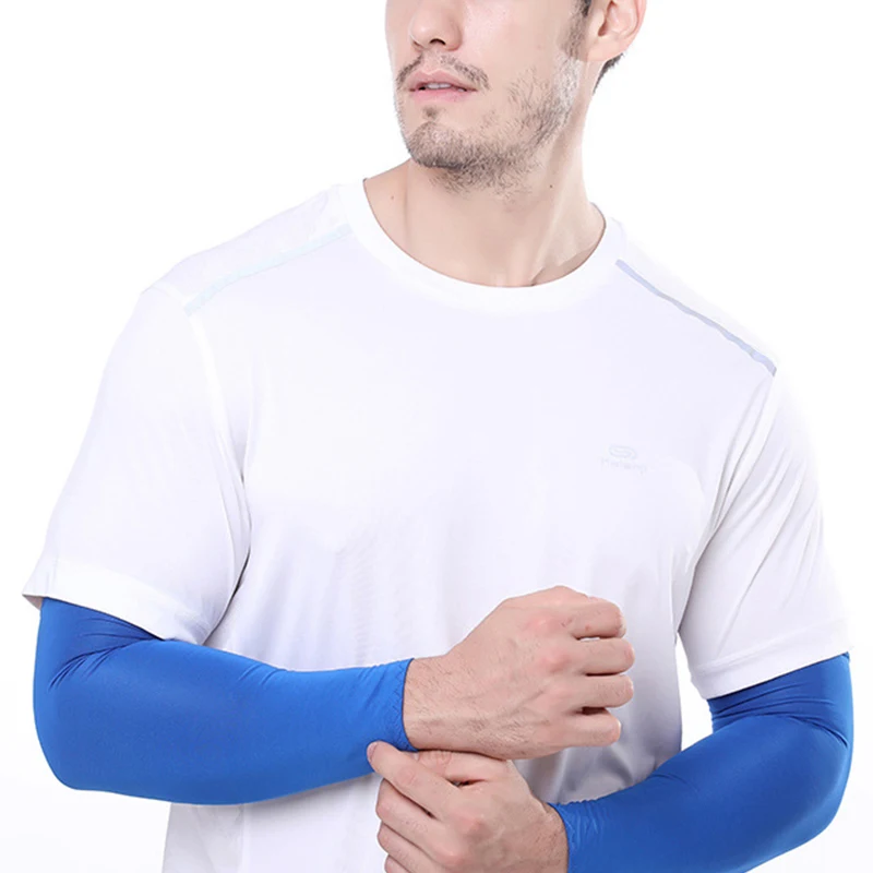 Hot Sale! 2023 Summer Cooling Ice Silk UV Arm Sleeves Cycling Sleeve For Outdoor Fishing Workout Women men Solid Color Arm Cover