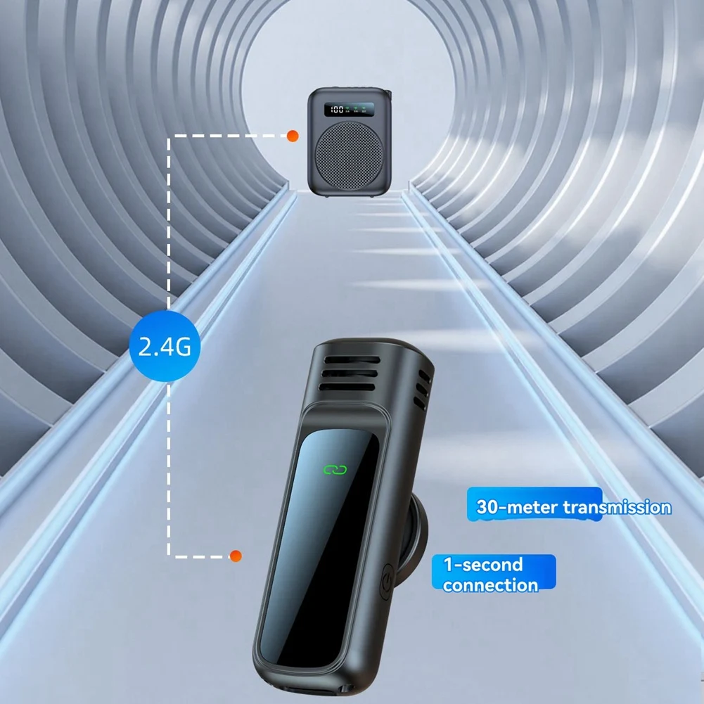 

Беспроводной петличный микрофон-усилитель голоса ABZZ-Bluetooth для записи в классе/на занятиях йогой/конференциях, черный