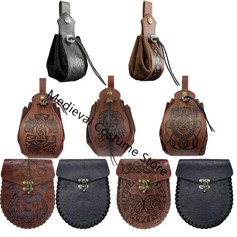 Disfraces de Halloween para mujeres y hombres, estilo medieval, bolso, cinturón, retro, vintage, caballero vikingo, accesorios de pirata;2,k'5,t;8.