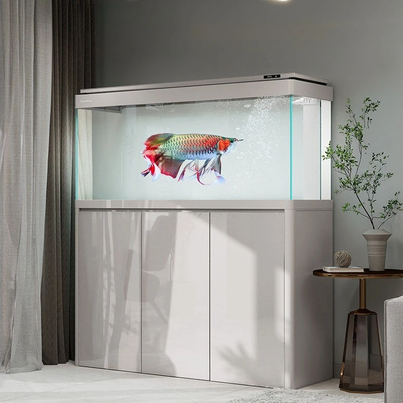 

Большой аквариум из ультрапрозрачного стекла: Самоочищающийся экологический аквариум с нижним фильтром, напольная мебель для создания водной экосистемы JT40