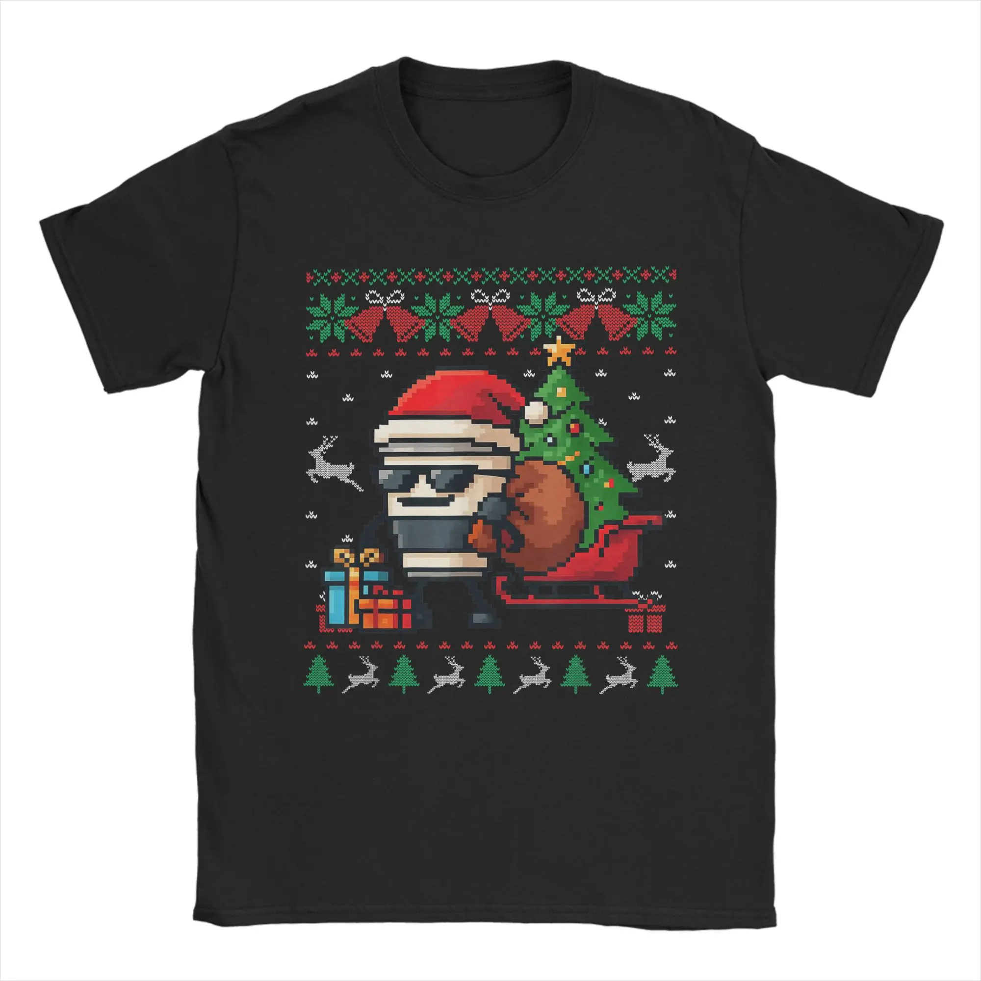 Cappuccino Christmas Brainrot Santa Claus Assassino T-Shirt Men Round Collar T Shirt  Short Sleeve Tees Plus Size Clothes