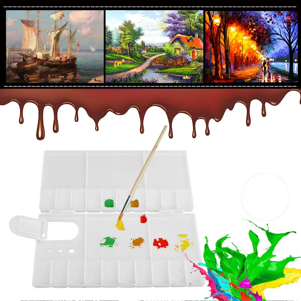 

Acrylic Watercolor Paint Palette Plastic Flip Lid Portable Small Paint Box Art Supplies for Students Artists