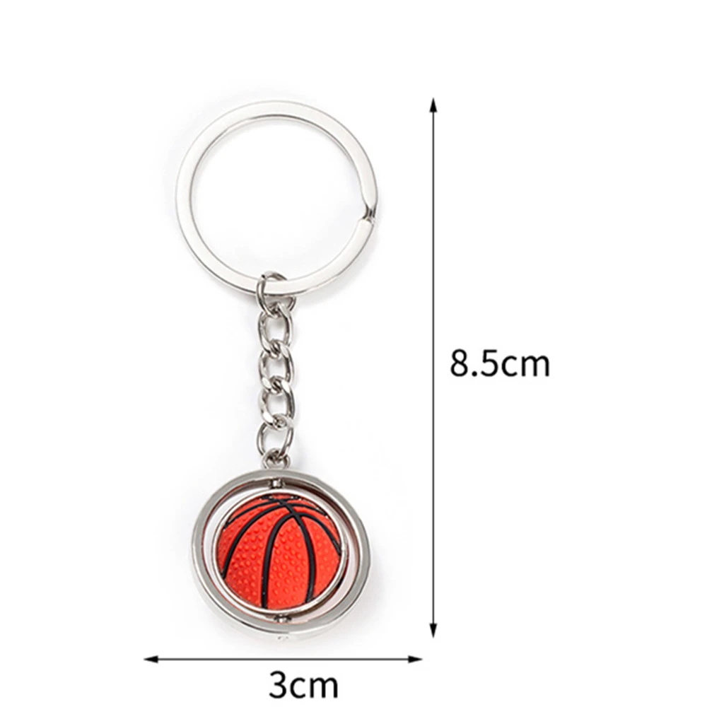 Rotating Mini Ball Keychain Basketball Football Golf Rugby Baseball Sport Key Ring Pendant Car Bag Metal Ball Ornament Boys Gift