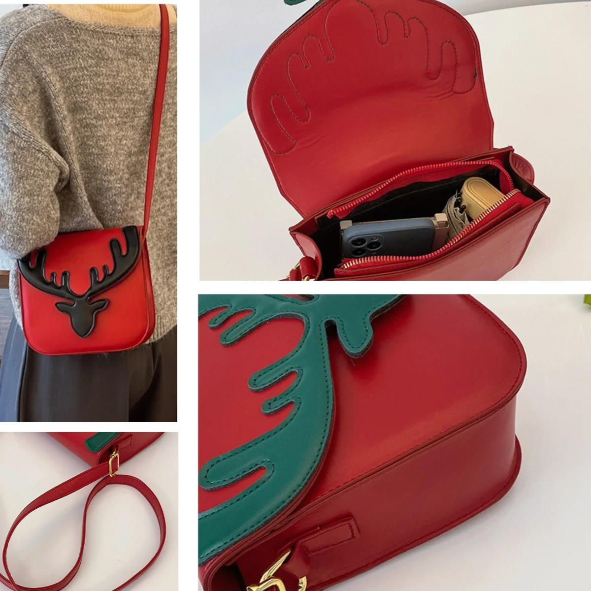 new-christmas-deer-single-shoulder-crossbody-bag-for-women-forest-style-girl-small-square-bag