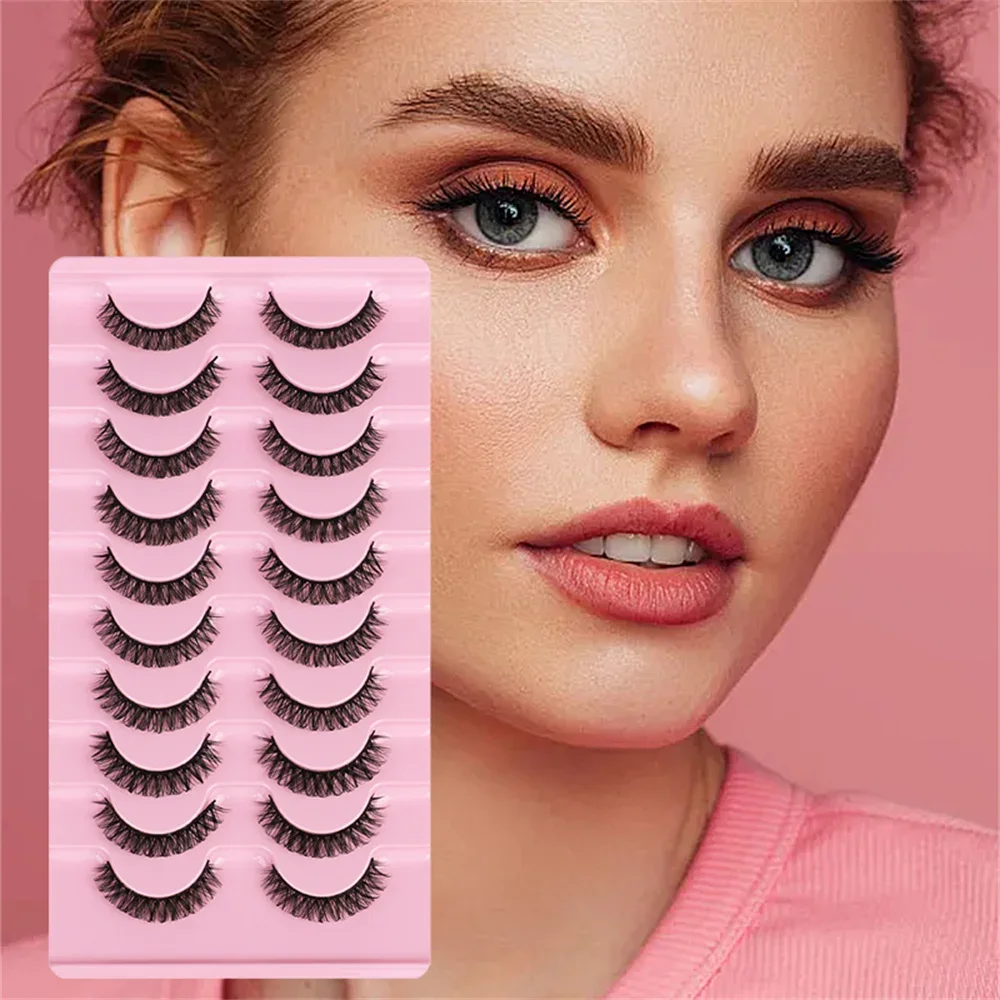 10Pairs Russian Strip Lashes Fluffy Mink Lashes 3D False Eyelashes Russian Volume Eyelashes Fake Eyelashes Makeup