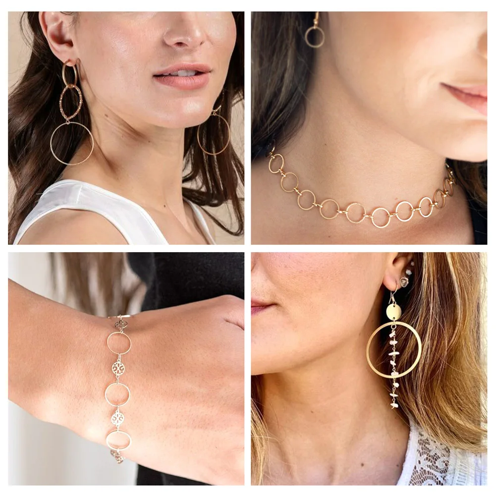 Pandahall 52Pcs 10 Style Brass Linking Rings Round Ring Link Charms For DIY Necklace Bracelet Earring Jewelry Making Gift