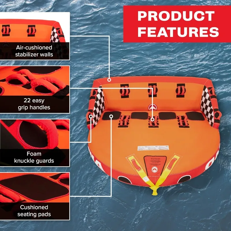 أنبوب قابل للنفخ من Mable، 1-4 نماذج راكب، نقاط سحب مزدوجة، غطاء نايلون كامل، وسادات إسفنجية EVA، صمام سرعة حاصل على براءة اختراع #4