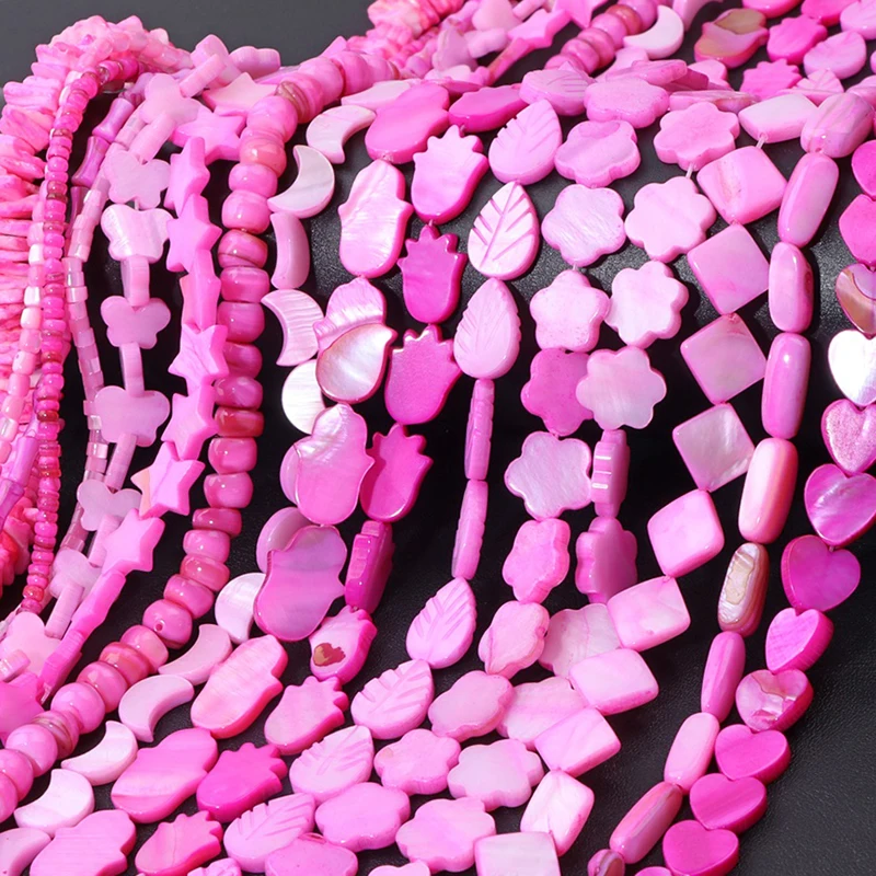 Rose Pink Natural Freshwater Shell Beads Colored Mother of Pearl Shell Loose Beads for Jewelry Making Bracelet Necklace Supplies