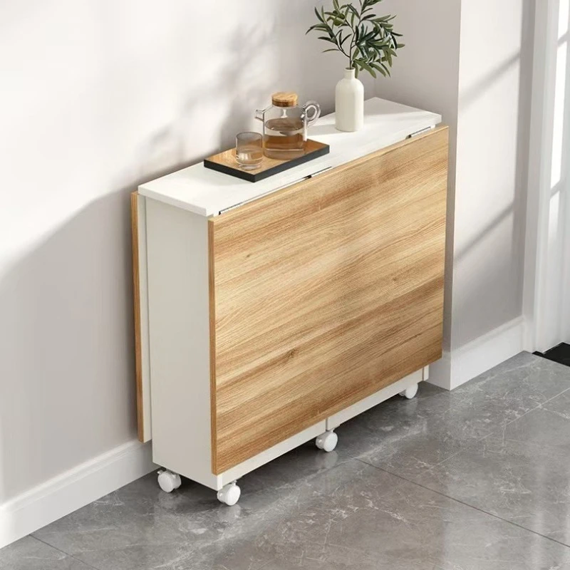 

Folding dining table household small apartment movable pulley retractable rectangular simple multi-functional eating table