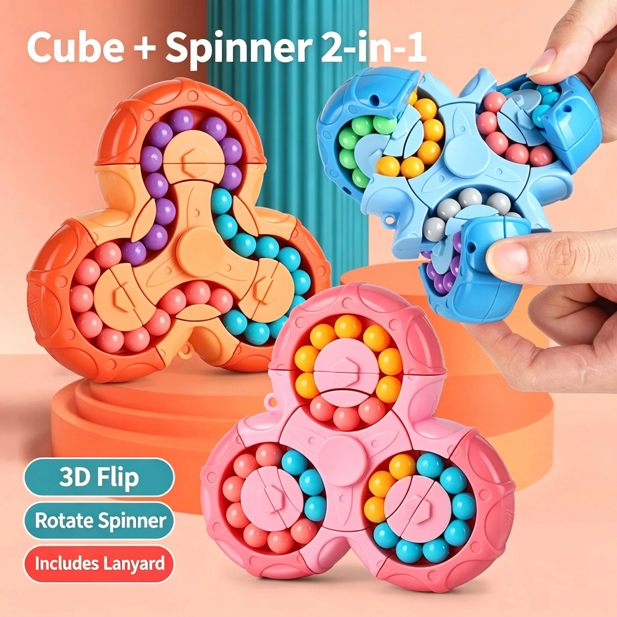 Children's Six-Sided Magic Bean Toy Finger Spinning Puzzle Brain Teaser Decompression Toy