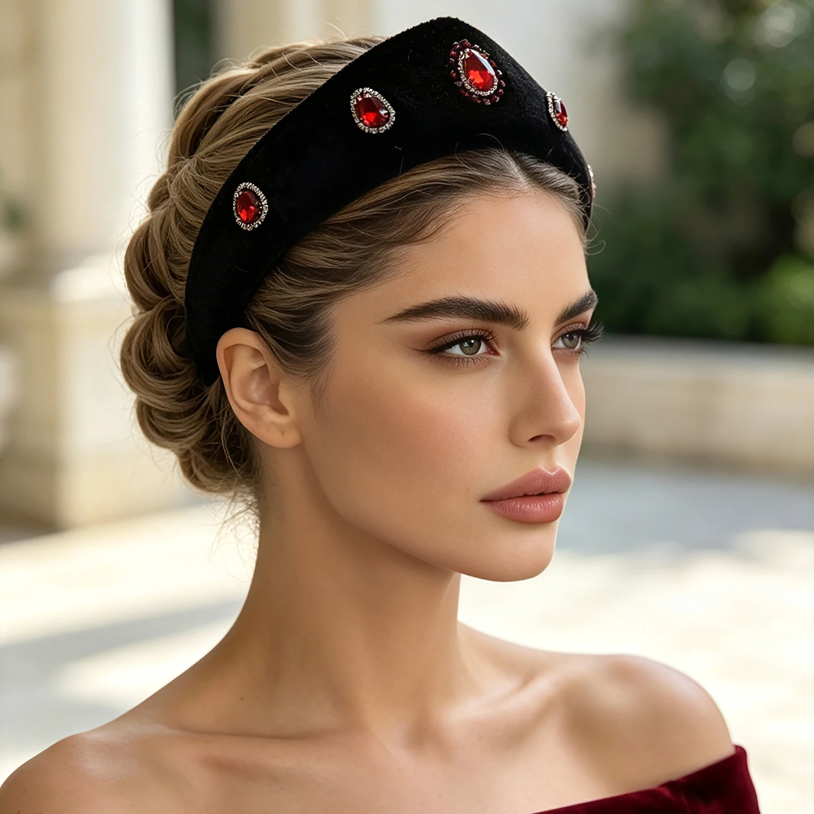 Elegant Velvet Triangle Headband British Baroque Crown Hair Hoop European American Style Wide Edge Hair Accessories SA248