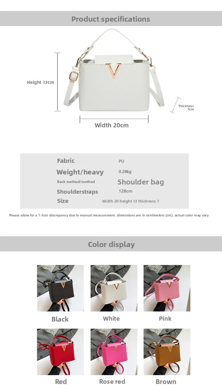 Luxuriöse Damen-Einkaufstasche, schicke V-förmige, stilvolle Pu-Leder-Eimertasche, Handtasche mit oberer Abdeckung, Damen-Schulter-Crossbody-Tasche für Damen – Detail 2