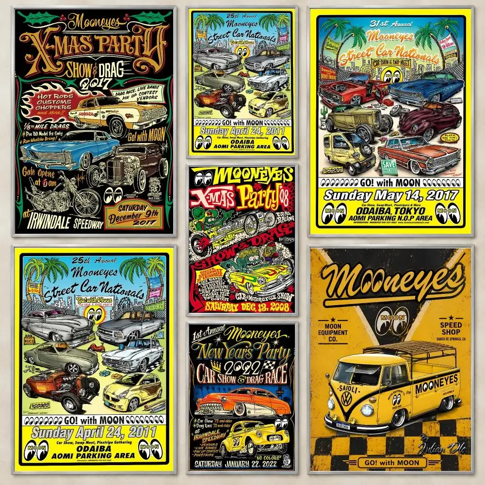 Retro Car Culture M-Mooneyes Poster Self-Adhesive Wall Art HD Print For Dorm Teen Room Decor Gift