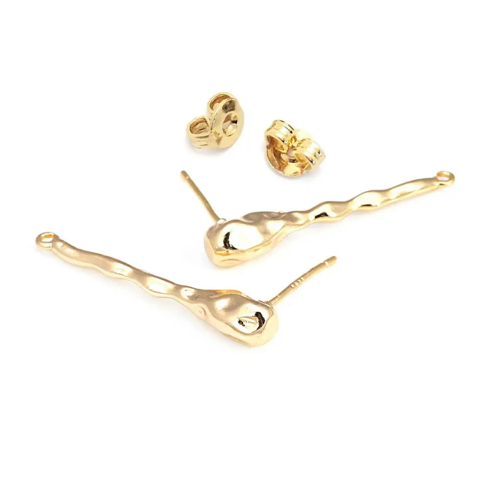 18K Gold Color Brass Rectangle Rod Shape Stud Earrings Pins Earring Jewelry Making Supplies Diy Findings Accessories Materials gallery 5
