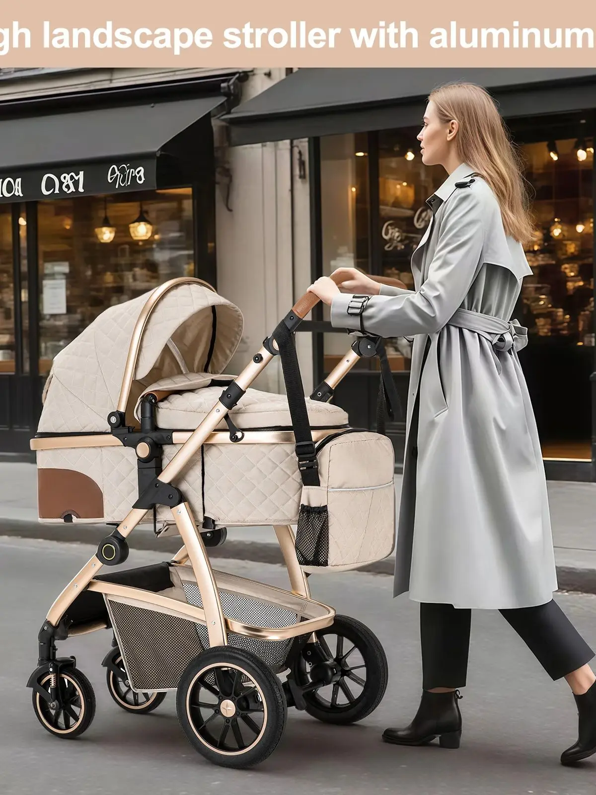 3-in-1 kinderwagen Reiskinderwagen met in hoogte verstelbaar handvat Reiskinderwagen met klamboe Kinderwagen met aluminium frame - afbeelding 2
