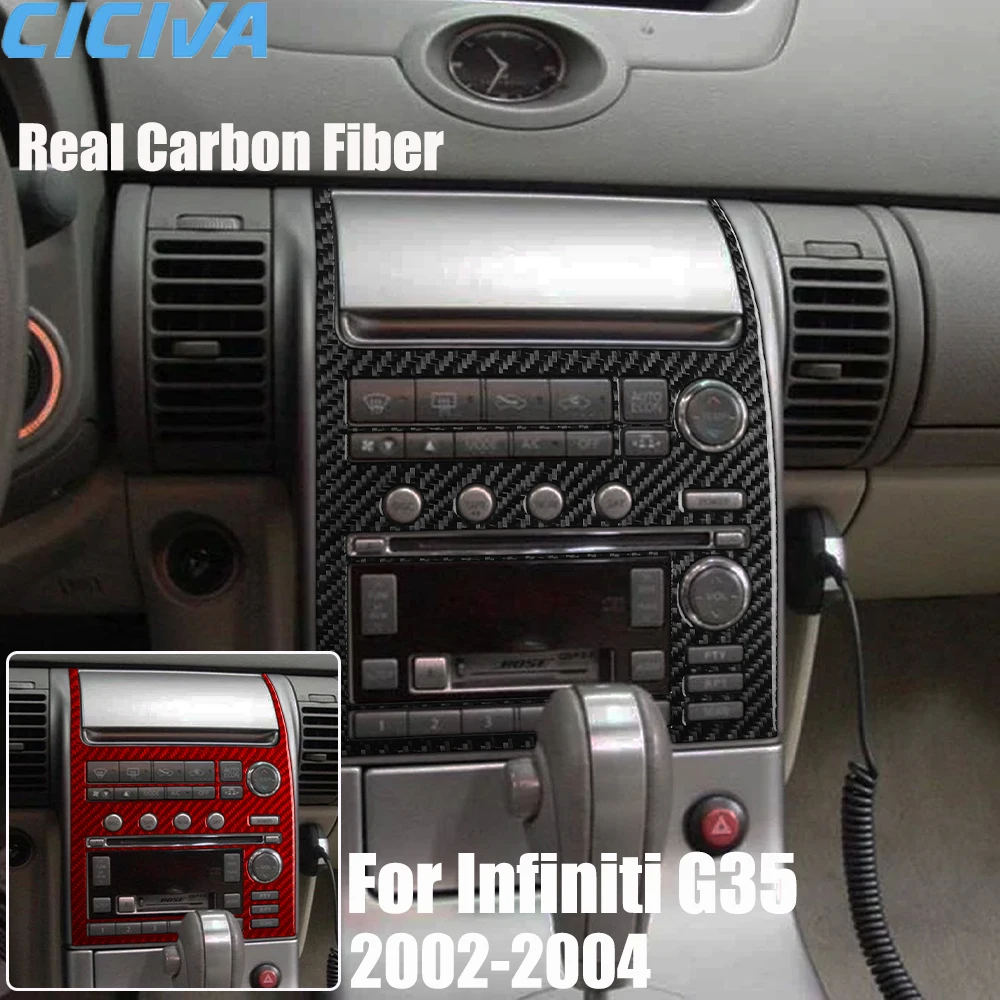 

Real Carbon Fiber Car Accessories Center Control Panel Decorative Trim Cover Soft Sticker For Infiniti G35 V35 2002 2003 2004