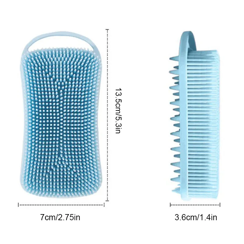 2 In 1 Silicone Shower Brush Scrubber Soft Silicone Scalp Massager Shampoo Brush Double-Sided Body Brush Foam Skin Clean Tool