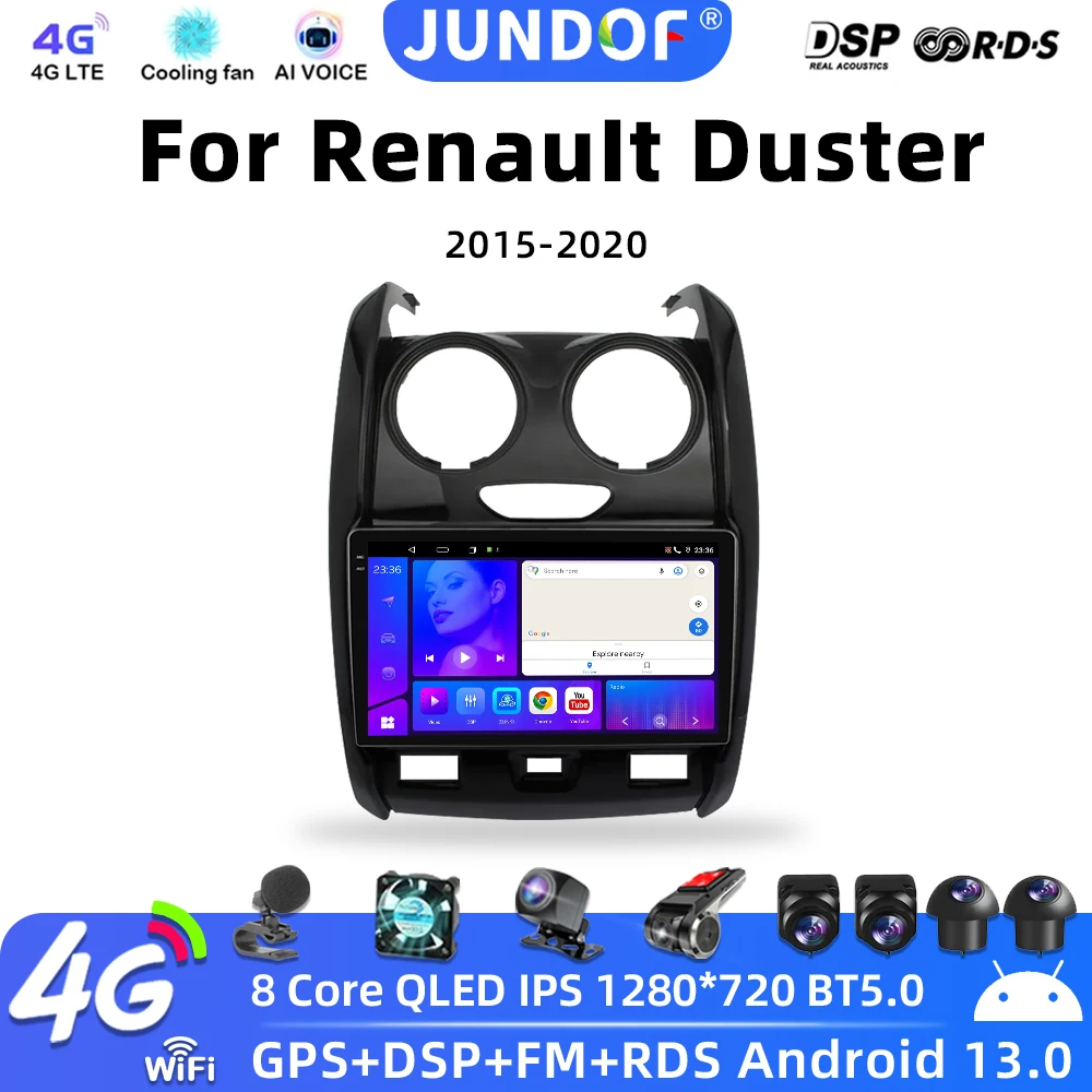 

JUNDOF Car android 13 For Renault Duster 2015 2016 2017 2018 2019 2020 Lada Largus 2021 Multimedia Car Navigation Autoradio 13