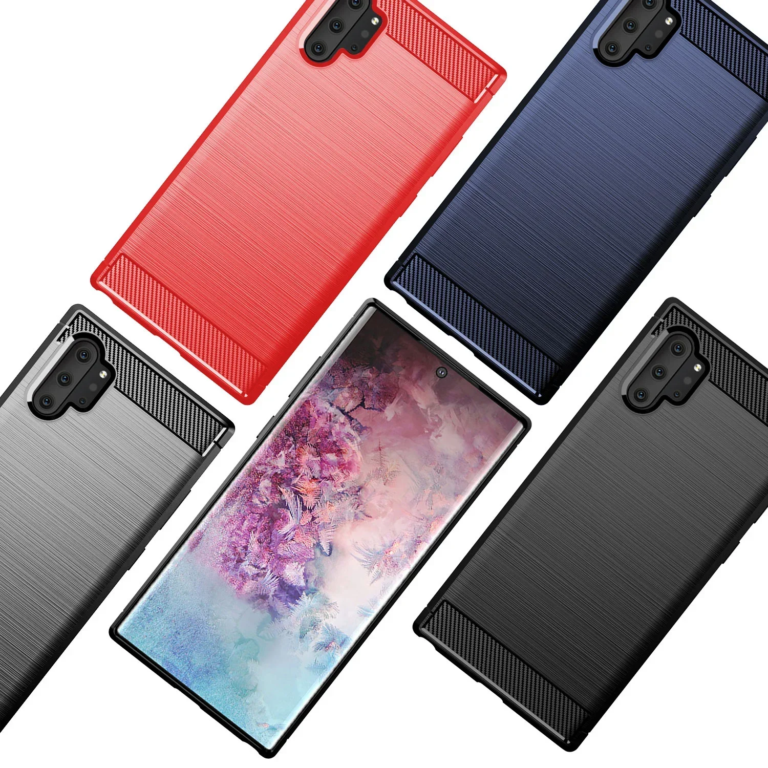 Brushed Texture Case For Samsung Galaxy S25 S24 S23 S22 S21 S20 FE Plus Ultra Edge S10 5G S10E Case Carbon Fiber Silicon Cover