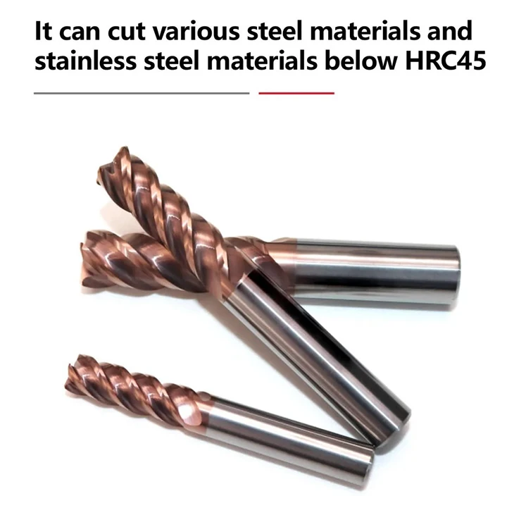 4-Schneiden-Hartmetall-Eckradiusfräser Winkel R0.2 R0.5 R1.0 R2.0 für die Bearbeitung von Edelstahl CNC-Fräswerkzeuge – Detail 9