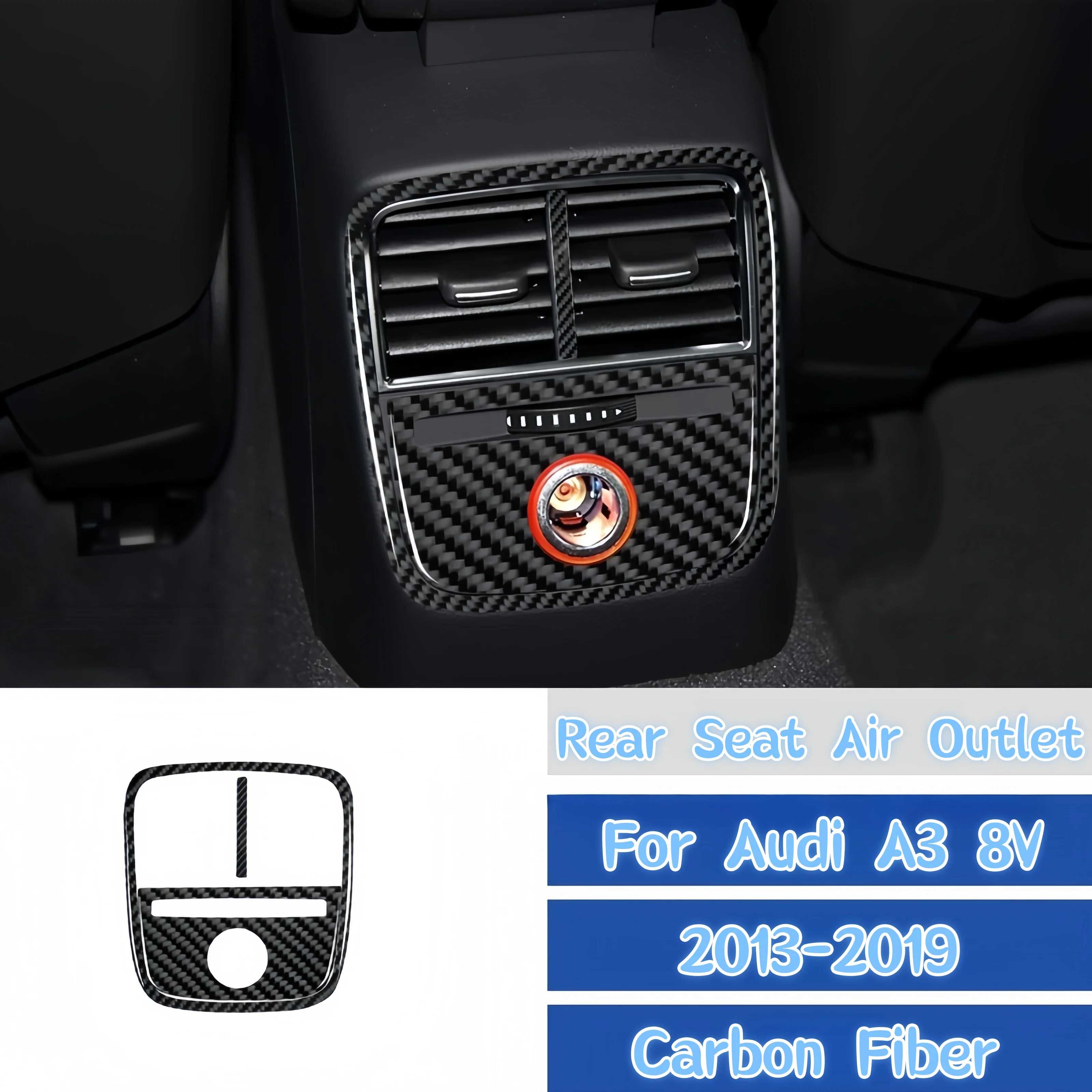 

For Audi A3 8V 2013-2019 Car Interior Accessories Carbon Fiber Auto Rear Seat Air Vent Outlet Panel Trim Cover Decor Stickers