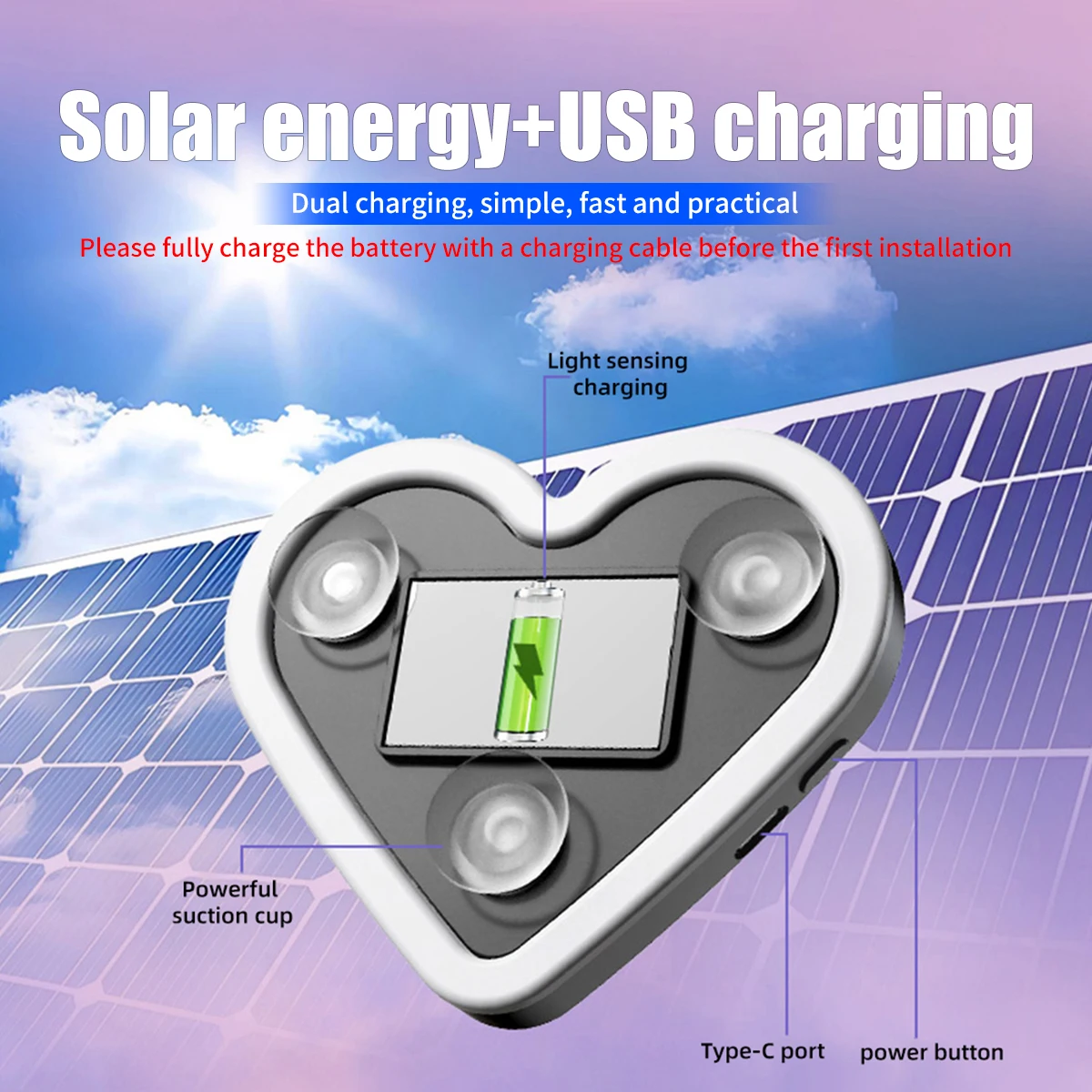 2 قطعة تعمل بالطاقة الشمسية USB الخوخ على شكل قلب LED مصباح لتهيئة الجو المحيط لغرفة النوم حفلة USB-C مصباح النيون القابل لإعادة الشحن #3