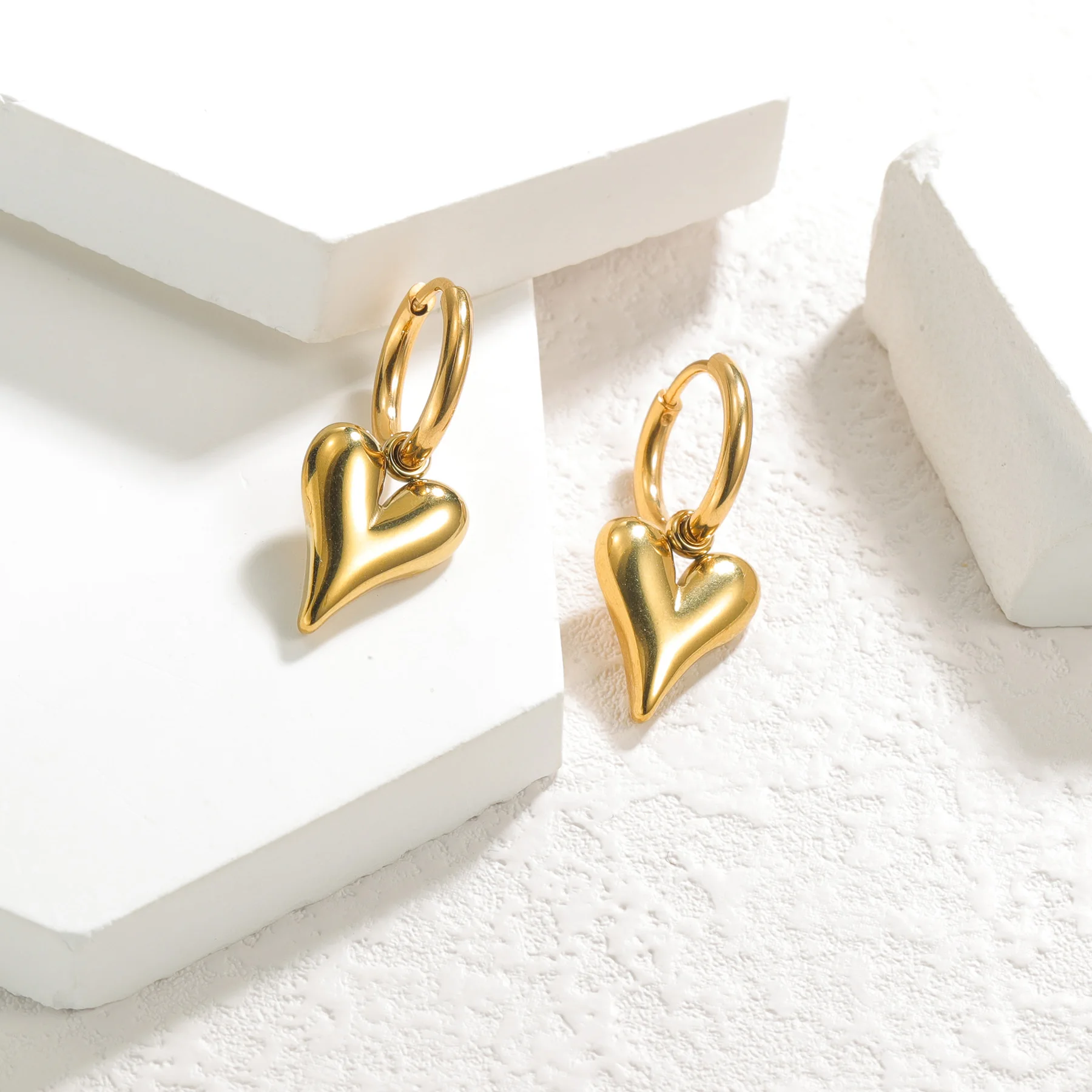 Kissmoon Fashion Stainless Steel Simple Multiple Styles Heart Earrings For Women Girl Weeding Dating Party Charm Jewelry Gift image 5