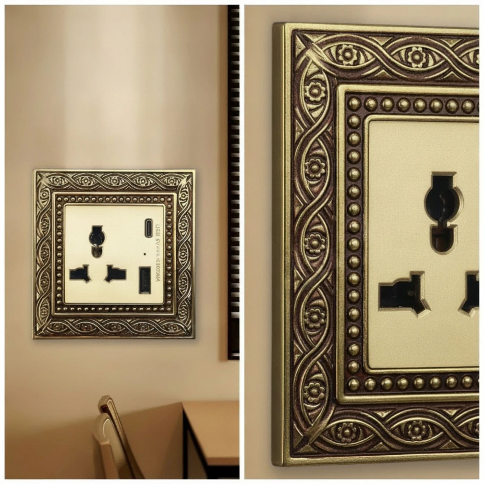 Switch Socket Panel Vintage Decorator Light Switch with Wall Plate Fitting Decorative Residential Grade for Interior Designers