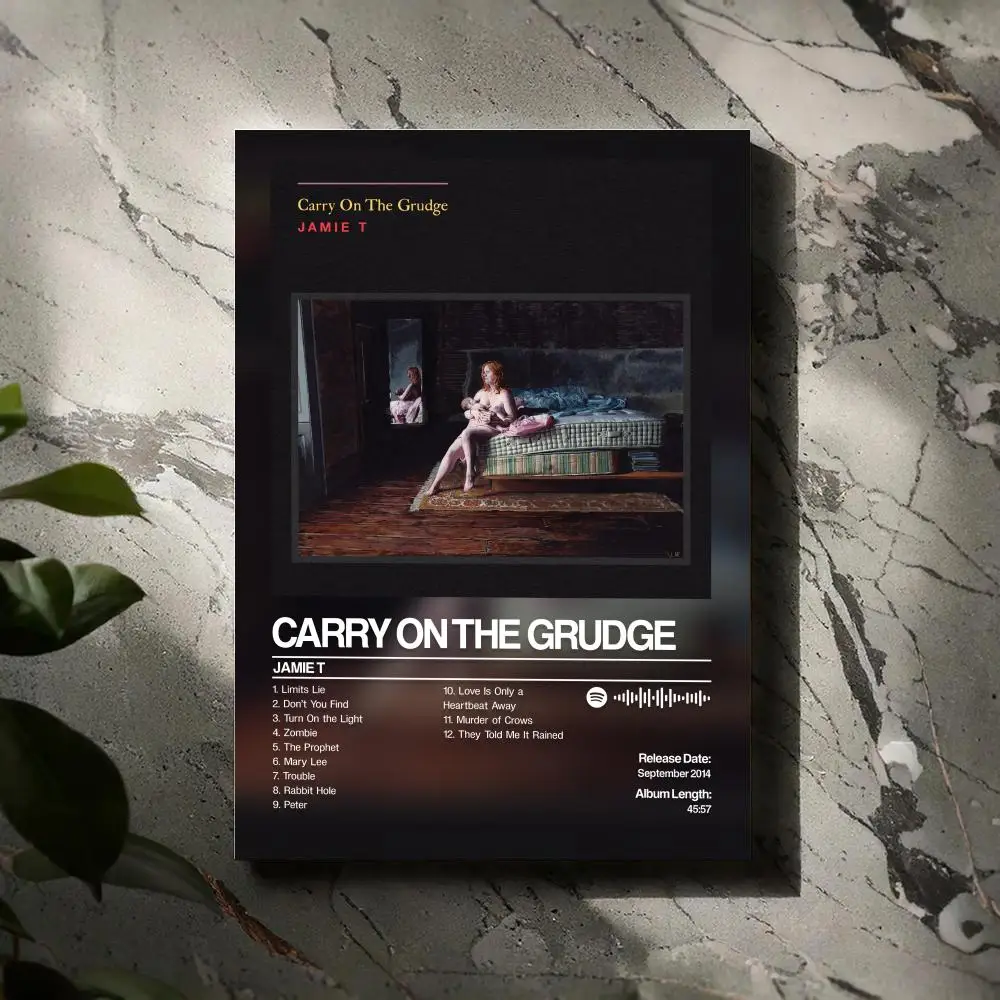 

Jamie T Carry On The Grudge Poster Prints Canvas Painting Wall Art Picture Living Room Home Decor Tracklist Music Album Cover