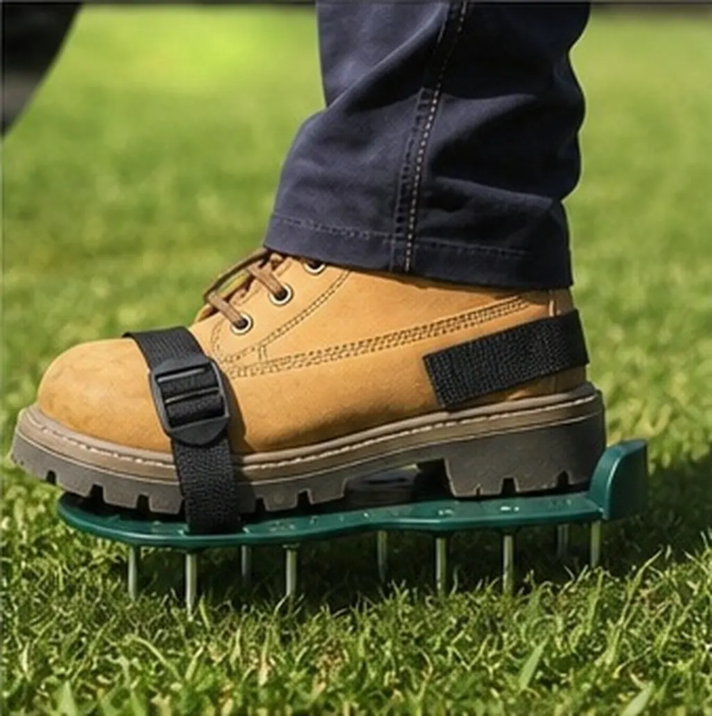 Lawn Aerator Spike Shoes Adjustable Nylon Strap Sandals for Grass Soil Garden Yard Maintenance Easy to Use