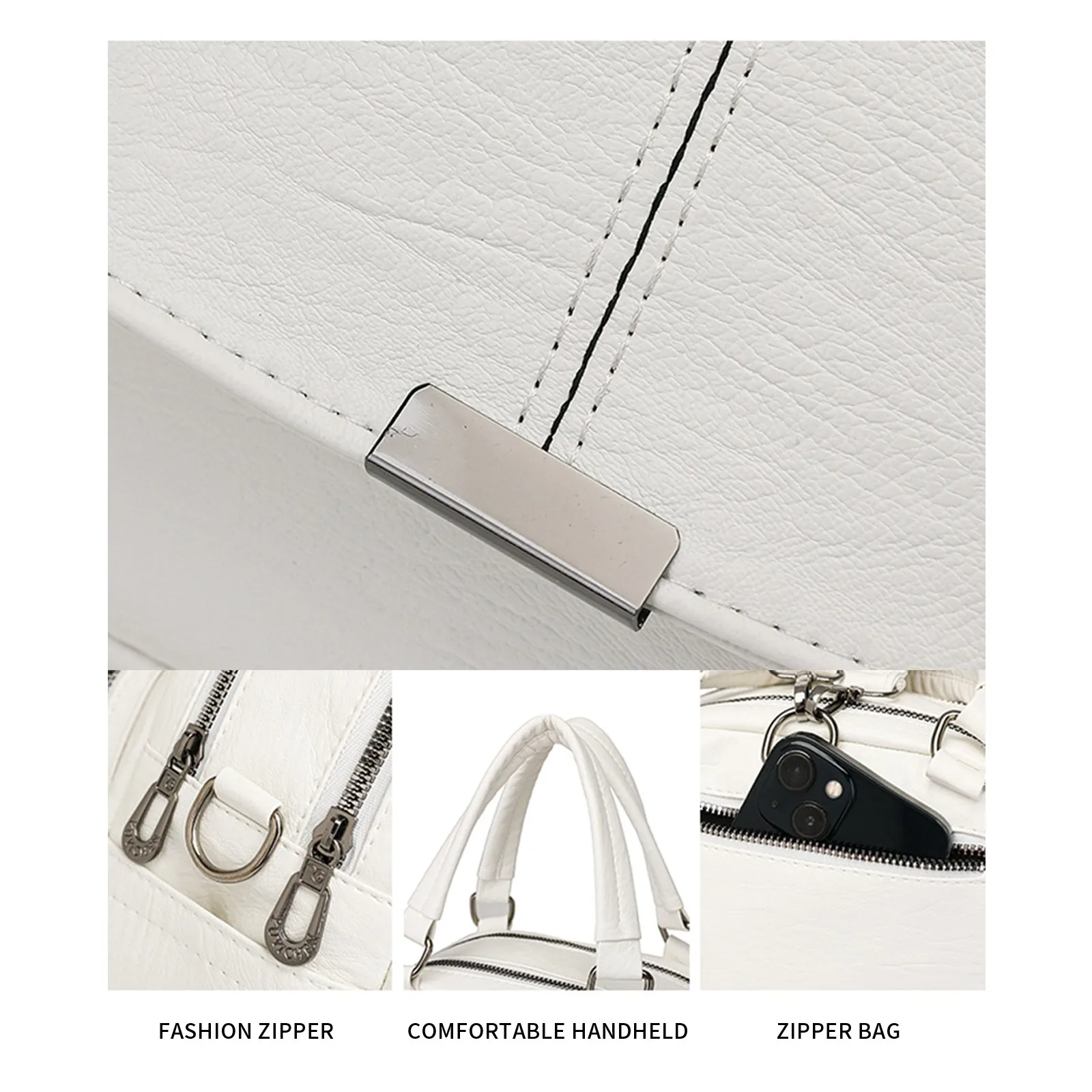 حقيبة ظهر جلدية كاجوال على الطراز الكوري بلون سادة وبسيطة ومتعددة الاستخدامات حقيبة ظهر للنساء