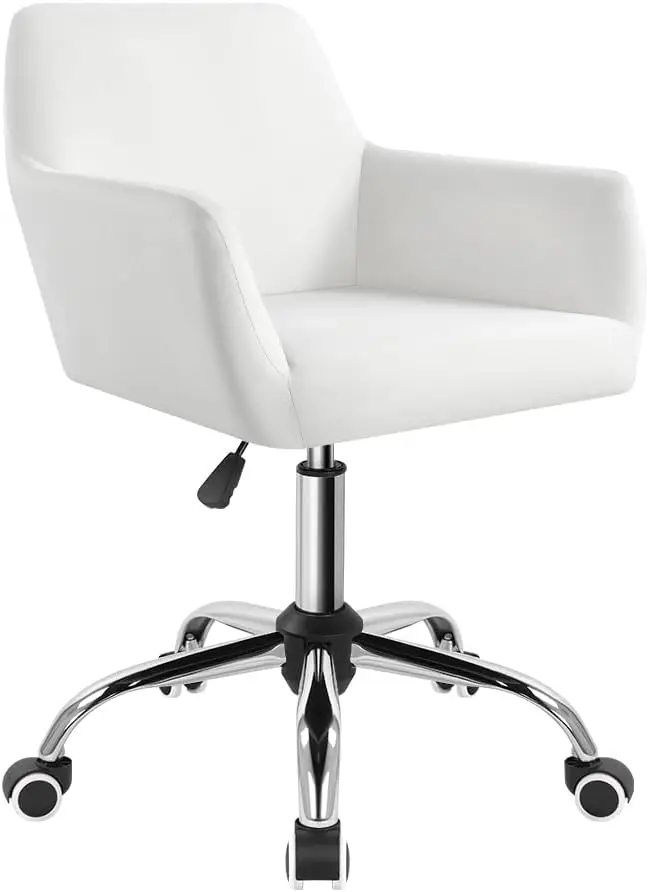 Modern Velvet Adjustable Swivel Desk Chair COMFY Makeup & Office Fits Counter Vanity Salon Studio Off White Stylish Armchair