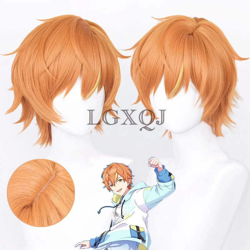 Auf Lager 30 cm Akito Shinonome Akito Perücke Projekt Sekai Bunte Bühne Cosplay Orange Perücke Anime Cosplay Perücken Hitzebeständige haar