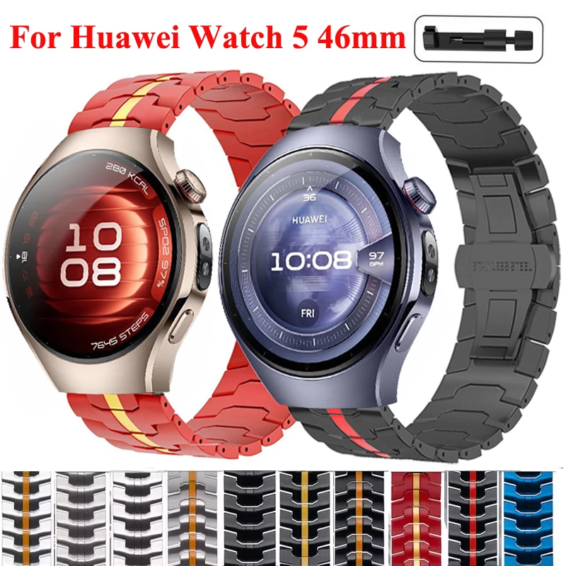 سوار فولاذي غير قابل للصدأ لساعة هواوي 5 46 مللي متر GT5Pro GT 2 3 4 42 46 مللي متر سوار للساعة هواوي GT2 Pro GT2e GSPro GS4 3 3i Band