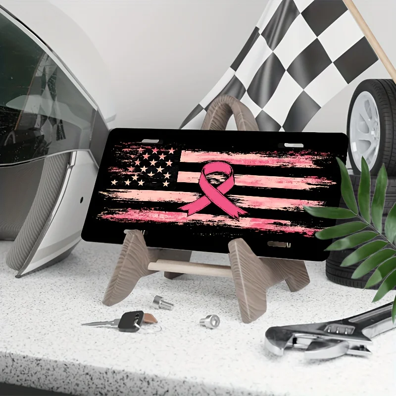 2D Flat, Decorative License Cover and Frame Only, Front Breast Cancer Prevention Awareness Decor, Unisex License Cover