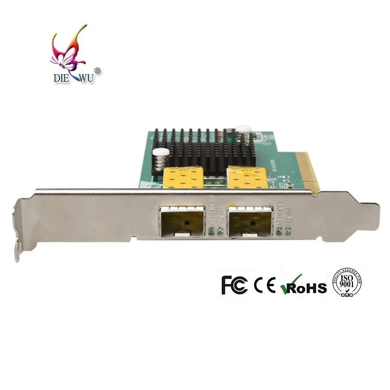 High Speed 10000Mbps 2 Ports Fiber Optical Lan Card, PCI Express X2 Bus Type, SFP Slot Network Adapter