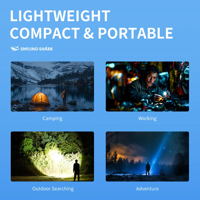 1PC SMILINGSHARK SD5394 LED Pocket Flashlight USB Rechargeable Flashlight Super Bright 3Modes Flashlight Suitable for Outdoor