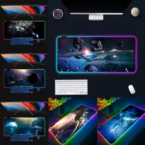 S-Star Treks RGB Pc Gamer Keyboard Mouse Pad Mousepad LED Glowing Mouse Mats Rubber Gaming Computer Mausepad