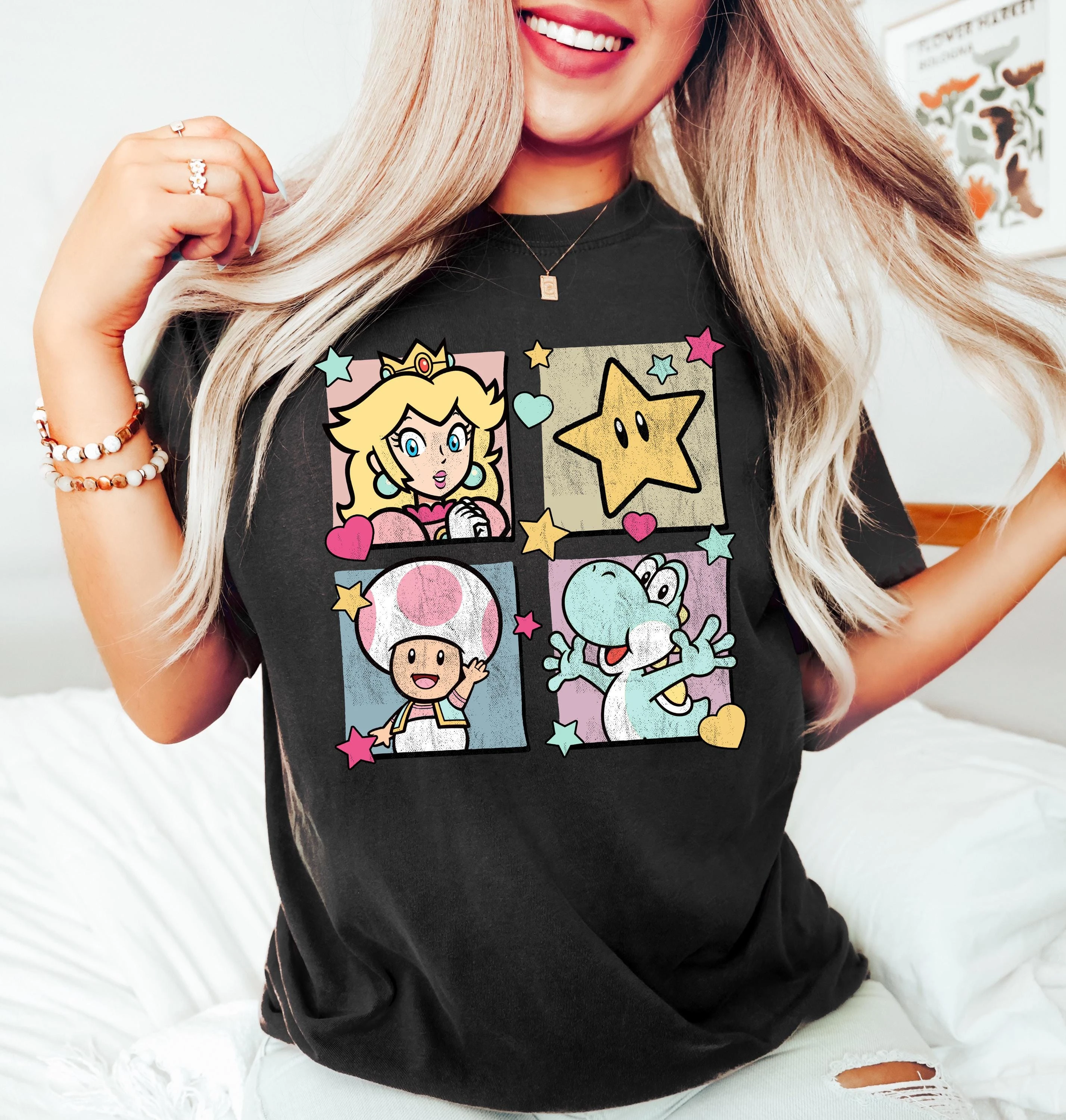 Camiseta de algodón unisex con gráfico de Super Mario Princess Peach, disponible en talla infantil, camiseta Harajuku de moda para hombre, verano 2026
