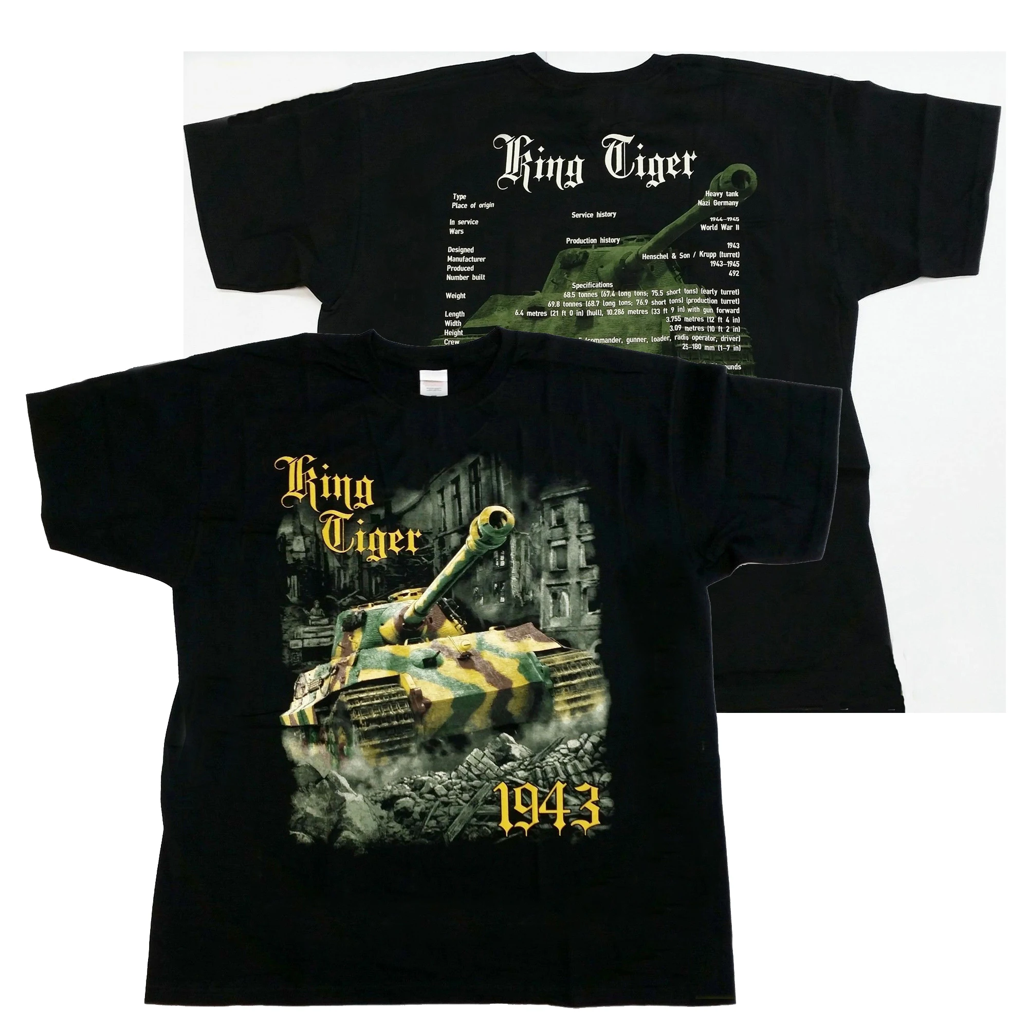 WWII German  King Tiger Panzer VI Tiger II Tank T-Shirt 100% Cotton O-Neck Short Sleeve Casual Mens T-shirt Size S-3XL