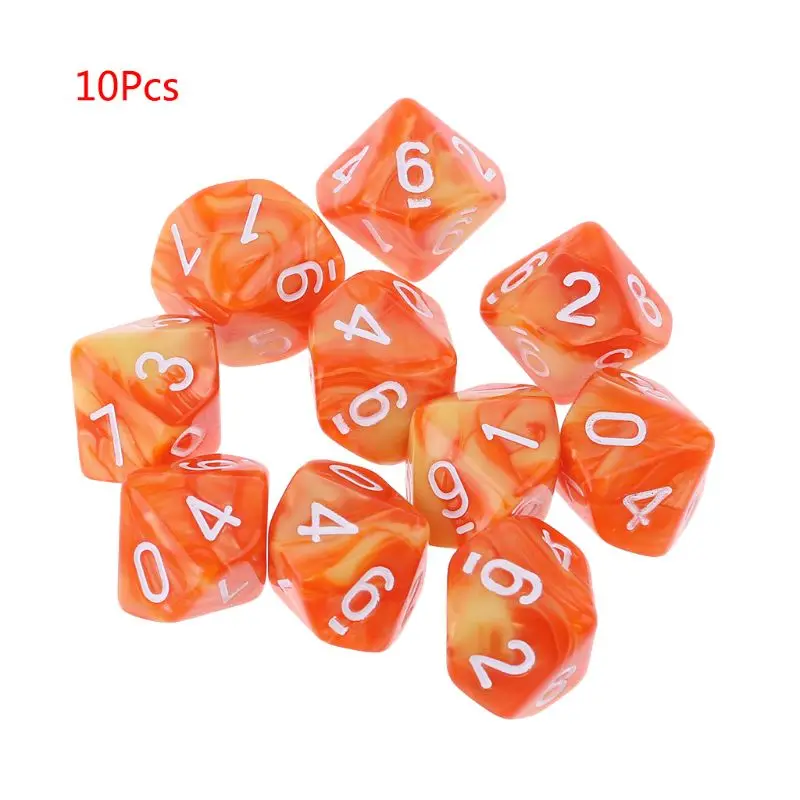 10pcs/set 10 Sided D10 Polyhedral Dices Numbers Dials Desktop Table Board Game Accessories Educational Toys